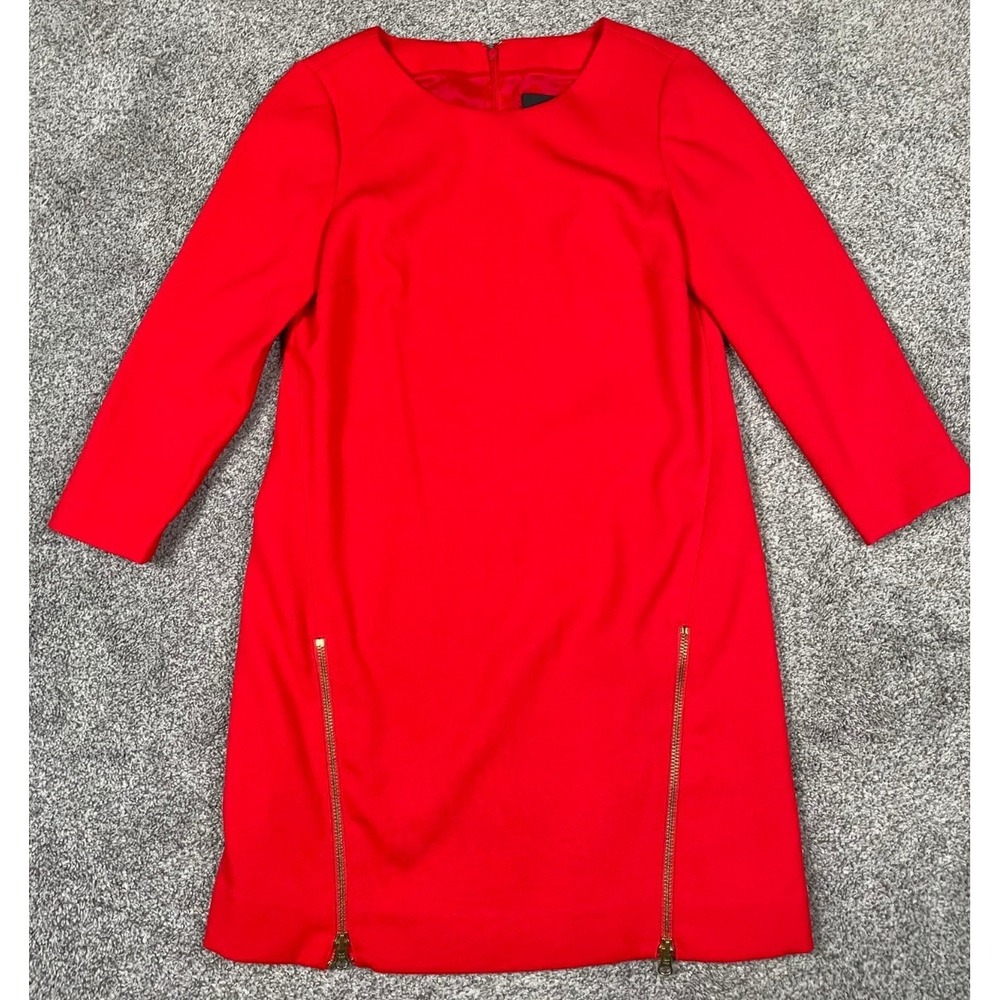 J Crew Dress Womens 6 Red‎ Sheath Zippers Office Party Event Preppy Edgy Short